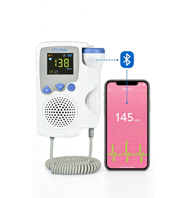 The fetal doppler is connected to Bluetooth. The fetal doppler is connected to Bluetooth.